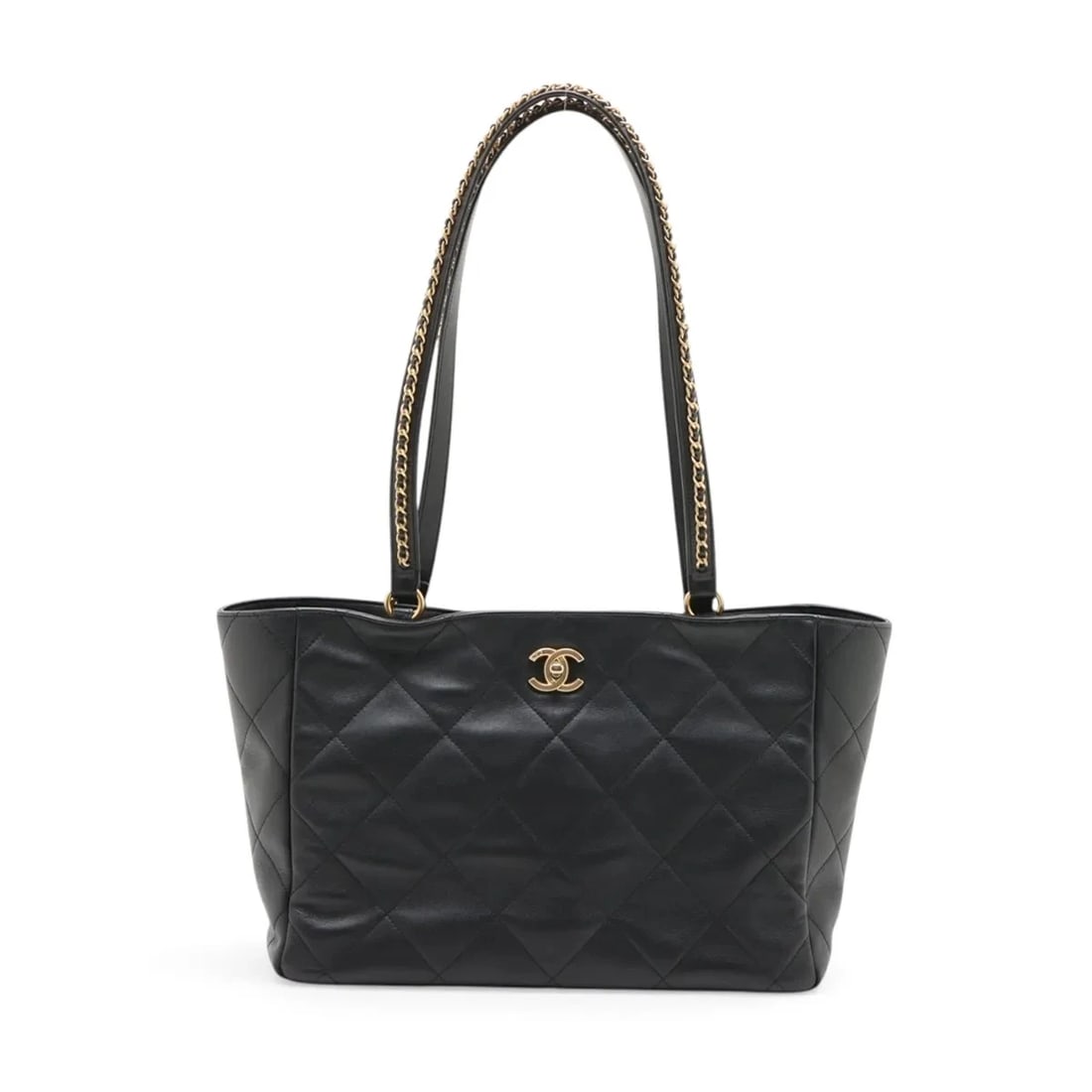 CHANEL MATELASSE LEATHER TOTE BAG: Chanel Matelasse Leather Tote bag Brand: Chanel Type/Style: Tote Material: Leather Color: Black Size: Height:8.9inchLength:12.6inchDepth:5.1inch Accessories: None Accessories Notice: When