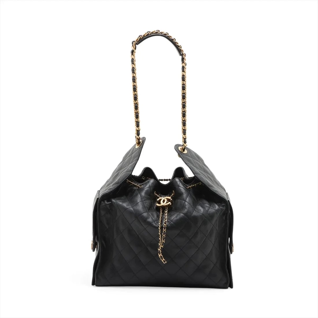 CHANEL 25 MEDIUM CAVIAR SKIN CHAIN SHOULDER BAG: Chanel 25 Medium Caviar Skin Chain Shoulder Bag Brand: Chanel Type/Style: Shoulder Bag Material: Caviar Skin Color: Black Size: Height:14.6inchLength:11.6inchDepth:5.9inch Accessories: None