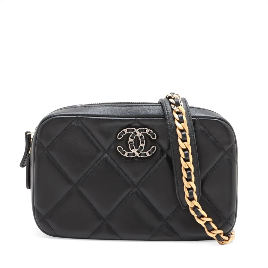 CHANEL 19 LAMBSKIN CHAIN SHOULDER BAG: Chanel 19 Lambskin Chain Shoulder Bag Brand: Chanel Type/Style: Shoulder Bag Material: Lambskin Color: Black Size: Height:4.3inchLength:7.3inchDepth:1.6inch Accessories: None Accessories N