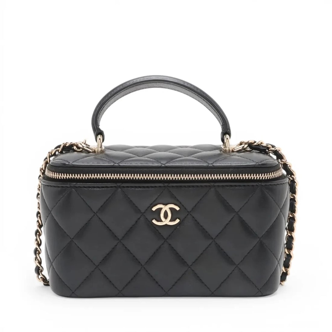 CHANEL MATELASSE LAMBSKIN 2 WAY SHOULDER BAG: Chanel Matelasse Lambskin 2 Way Shoulder Bag Brand: Chanel Type/Style: Shoulder Bag Material: Lambskin Color: Black Size: Height:3.7inchLength:6.3inchDepth:3.1inch Accessories: None Access