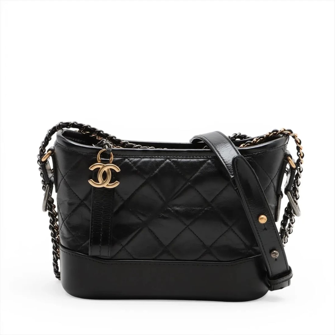 CHANEL GABRIELLE DOO CHANEL SMALL CALF CHAIN SHOULDER BAG: Chanel Gabrielle Doo Chanel Small calf Chain Shoulder Bag Brand: Chanel Type/Style: Shoulder Bag Material: calf Color: Black Size: Height:6.1inchLength:8.1inchDepth:3.3inch Accessories: None <