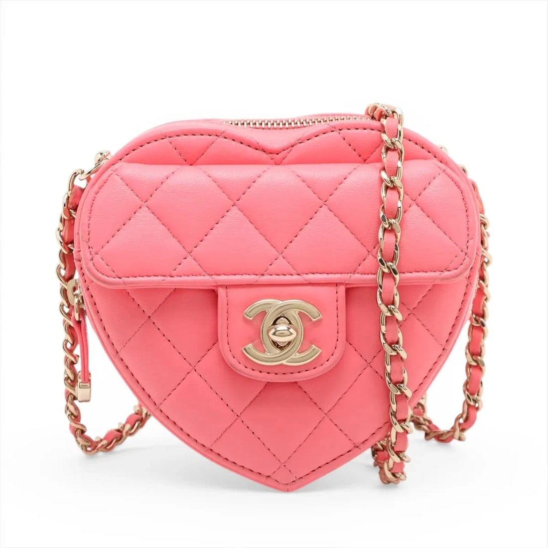 CHANEL MATELASSE LAMBSKIN CHAIN SHOULDER BAG: Chanel Matelasse Lambskin Chain Shoulder Bag Brand: Chanel Type/Style: Shoulder Bag Material: Lambskin Color: Pink Size: Height:4.7inchLength:5.1inchDepth:1.6inch Accessories: None Accesso