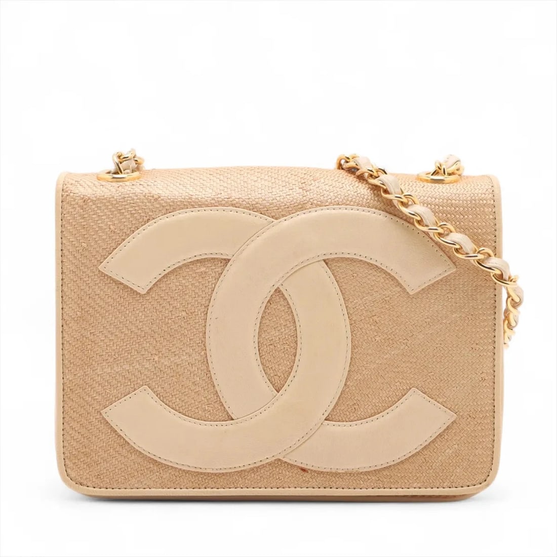 CHANEL COCO MARK STRAW SINGLE FLAP SINGLE CHAIN BAG: Chanel Coco Mark Straw Single Flap Single Chain Bag Brand: Chanel Type/Style: Shoulder Bag Material: Straw Color: Beige Size: Height:5.3inchLength:7.3inchDepth:2.6inch Accessories: None Ac