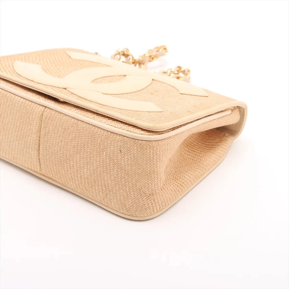 CHANEL COCO MARK STRAW SINGLE FLAP SINGLE CHAIN BAG - 3