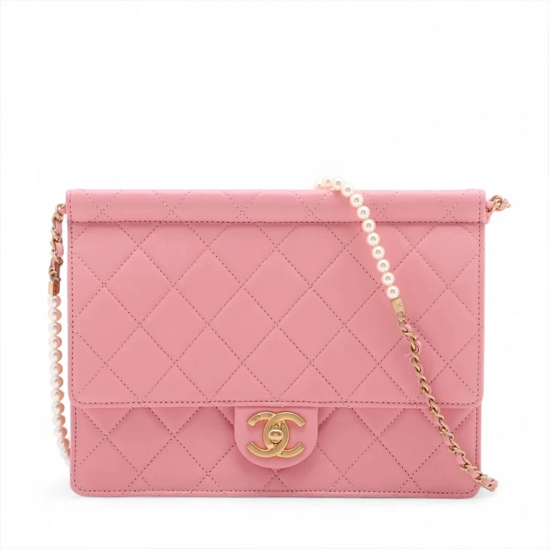 CHANEL MATELASSE LAMBSKIN CHAIN SHOULDER BAG: Chanel Matelasse Lambskin Chain Shoulder Bag Brand: Chanel Type/Style: Shoulder Bag Material: Lambskin Color: Pink Size: Height:7.1inchLength:9.4inchDepth:2.6inch Accessories: None Accesso