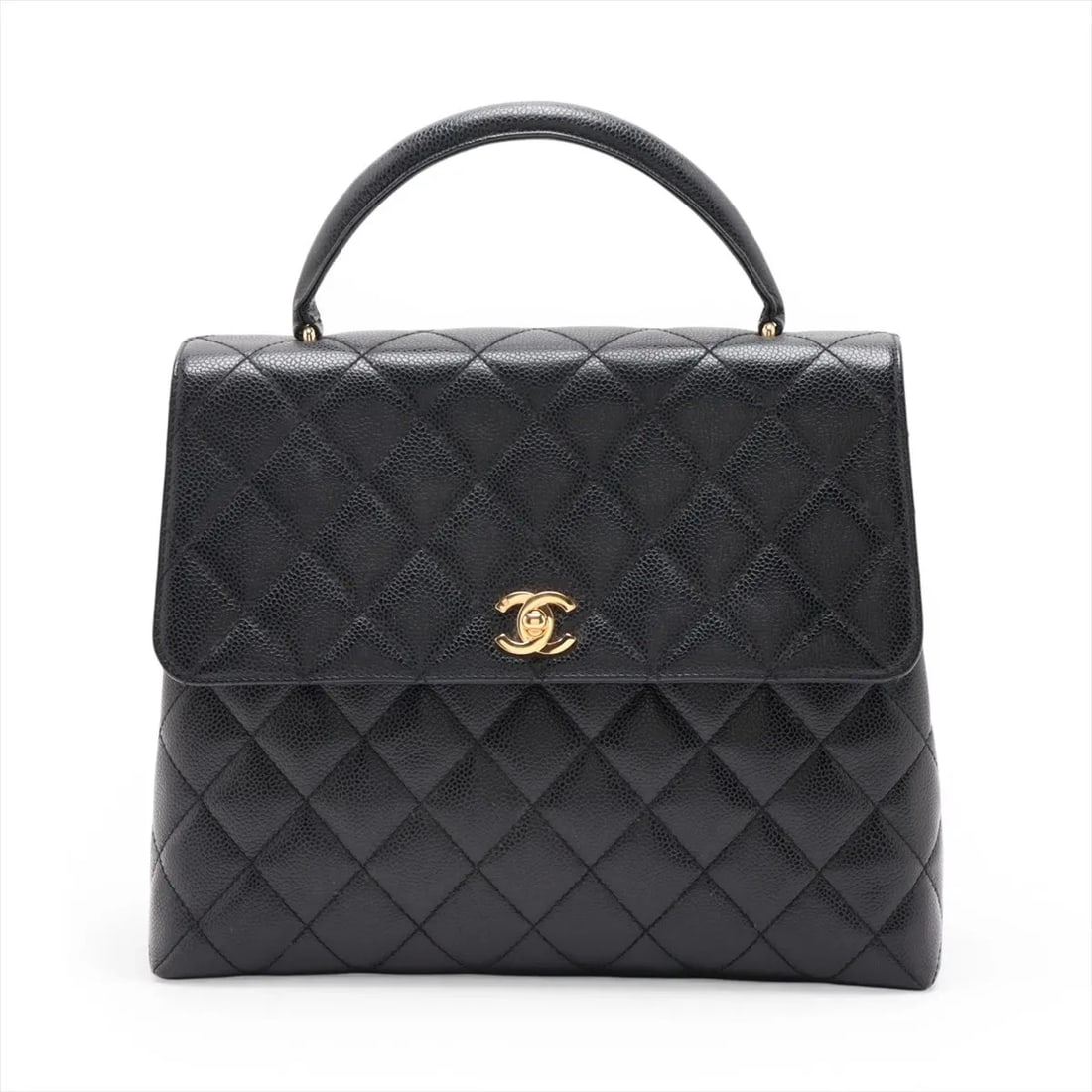 CHANEL MATELASSE CAVIAR SKIN HAND BAG: Chanel Matelasse Caviar Skin Hand bag Brand: Chanel Type/Style: Top Handle Bag Material: Caviar Skin Color: Black Size: Height:9.6inchLength:11.8inchDepth:4.3inch Accessories: None Accesso