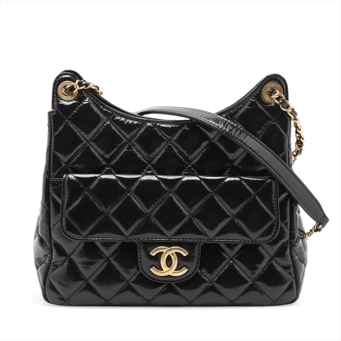 CHANEL MATELASSE LEATHER CHAIN SHOULDER BAG: Chanel Matelasse Leather Chain Shoulder Bag Brand: Chanel Type/Style: Shoulder Bag Material: Leather Color: Black Size: Height:8.3inchLength:8.7inchDepth:2.8inch Accessories: None Accessor