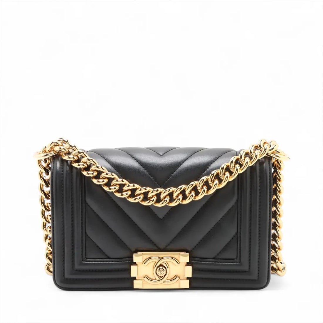CHANEL BOY 20 SMALL LAMBSKIN CHAIN SHOULDER BAG: Chanel Boy 20 Small Lambskin Chain Shoulder Bag Brand: Chanel Type/Style: Shoulder Bag Material: Lambskin Color: Black Size: Height:4.7inchLength:7.9inchDepth:2.4inch Accessories: None Acc