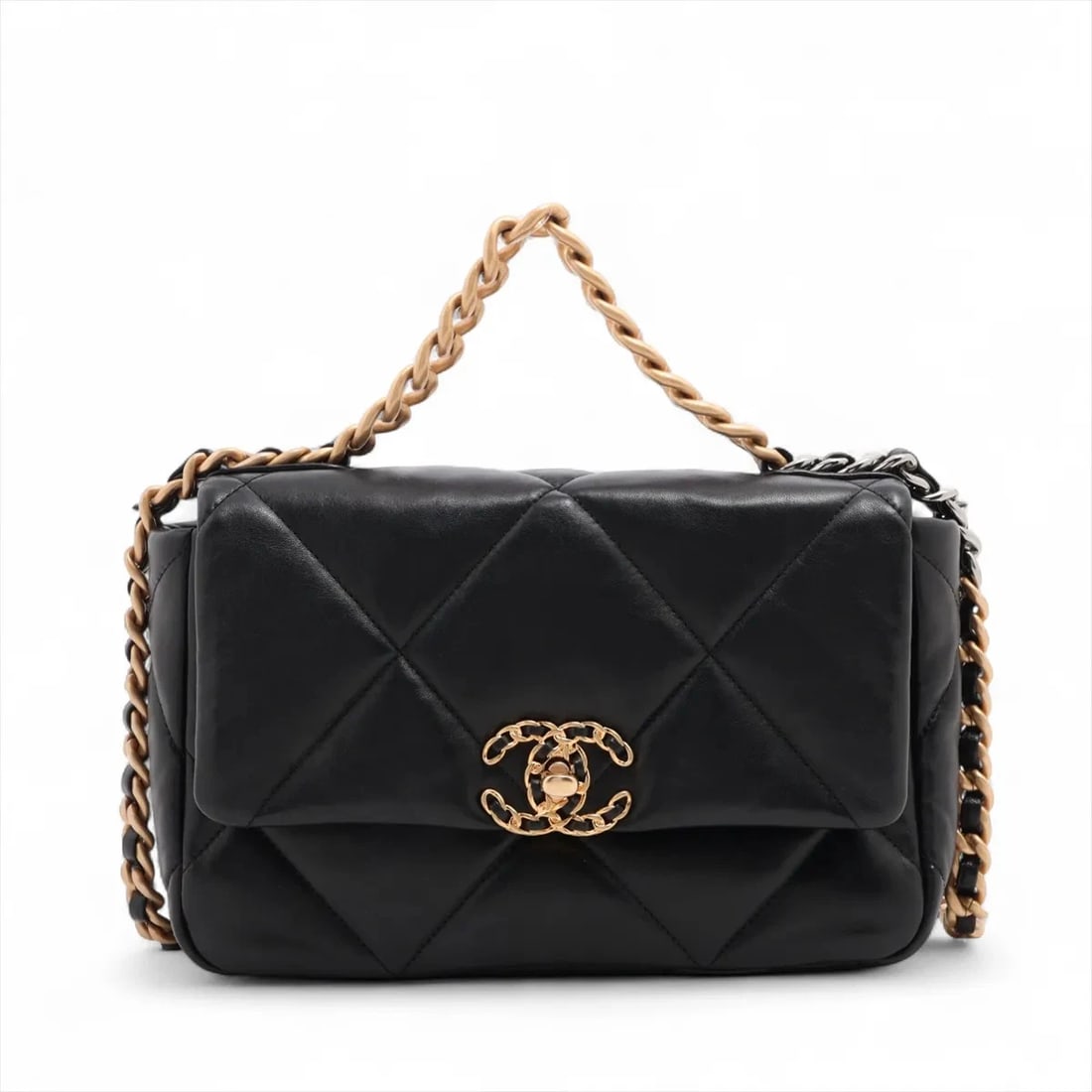 CHANEL 19 LAMBSKIN CHAIN SHOULDER BAG: Chanel 19 Lambskin Chain Shoulder Bag Brand: Chanel Type/Style: Shoulder Bag Material: Lambskin Color: Black Size: Height:6.3inchLength:9.8inchDepth:3.0inch Accessories: None Accessories N