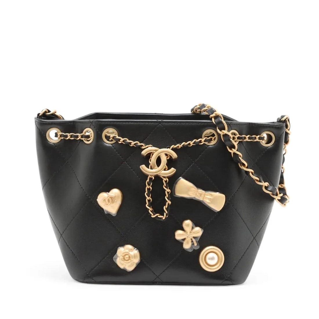 CHANEL MATELASSE LEATHER CHAIN SHOULDER BAG: Chanel Matelasse Leather Chain Shoulder Bag Brand: Chanel Type/Style: Shoulder Bag Material: Leather Color: Black Size: Height:6.3inchLength:6.5inchDepth:4.9inch Accessories: None Accessor