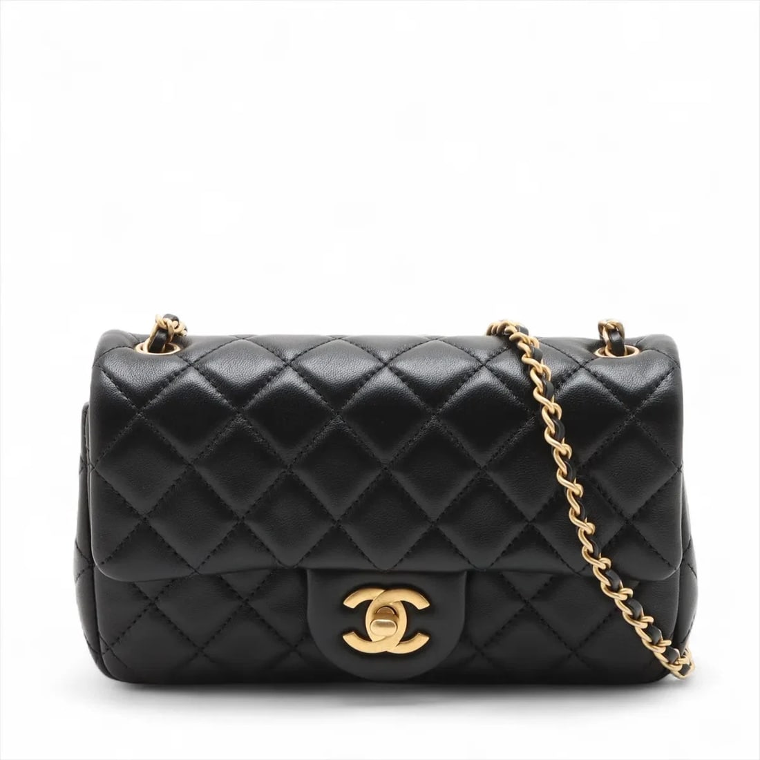 CHANEL MINI MATELASSE LAMBSKIN SINGLE FLAP CHAIN BAG: Chanel Mini Matelasse Lambskin Single Flap Chain Bag Brand: Chanel Type/Style: Shoulder Bag Material: Lambskin Color: Black Size: Height:4.7inchLength:7.9inchDepth:2.4inch Accessories: None
