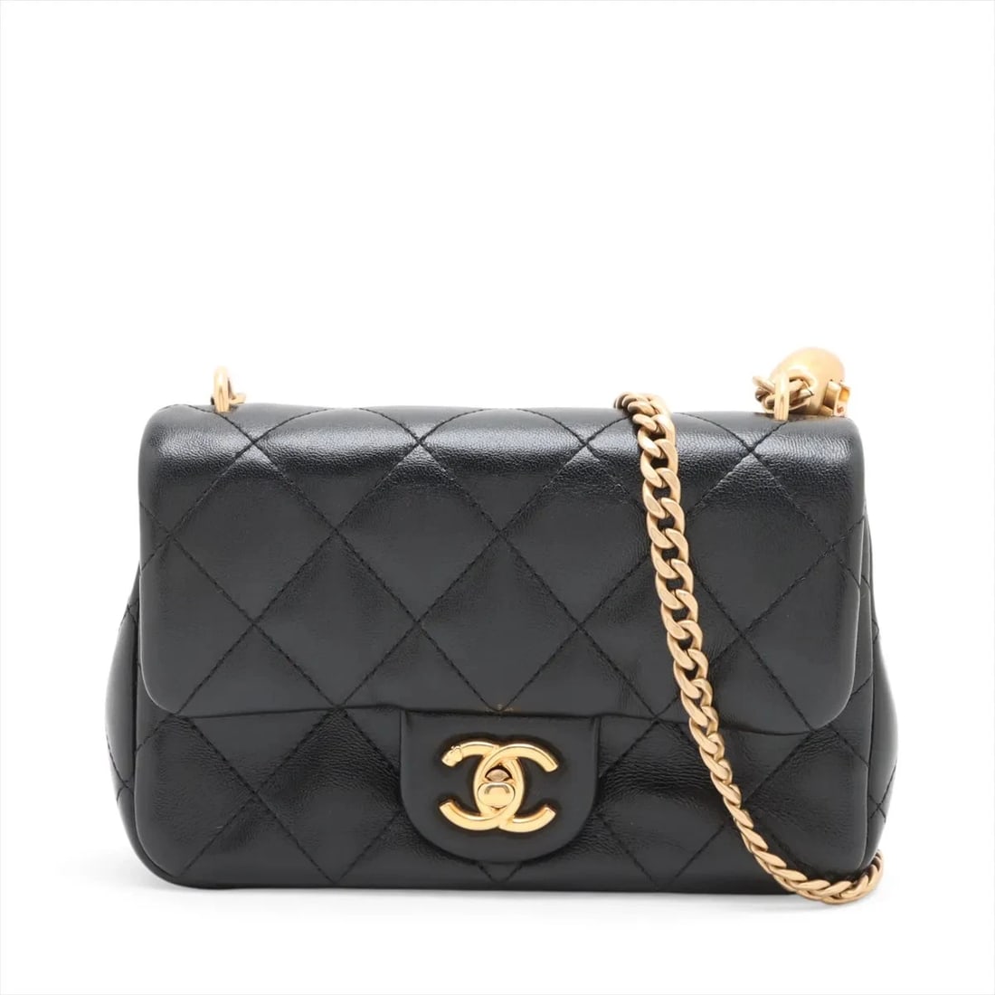 CHANEL MINI MATELASSE LAMBSKIN CHAIN SHOULDER BAG: Chanel Mini Matelasse Lambskin Chain Shoulder Bag Brand: Chanel Type/Style: Shoulder Bag Material: Lambskin Color: Black Size: Height:4.7inchLength:7.1inchDepth:1.8inch Accessories: None A