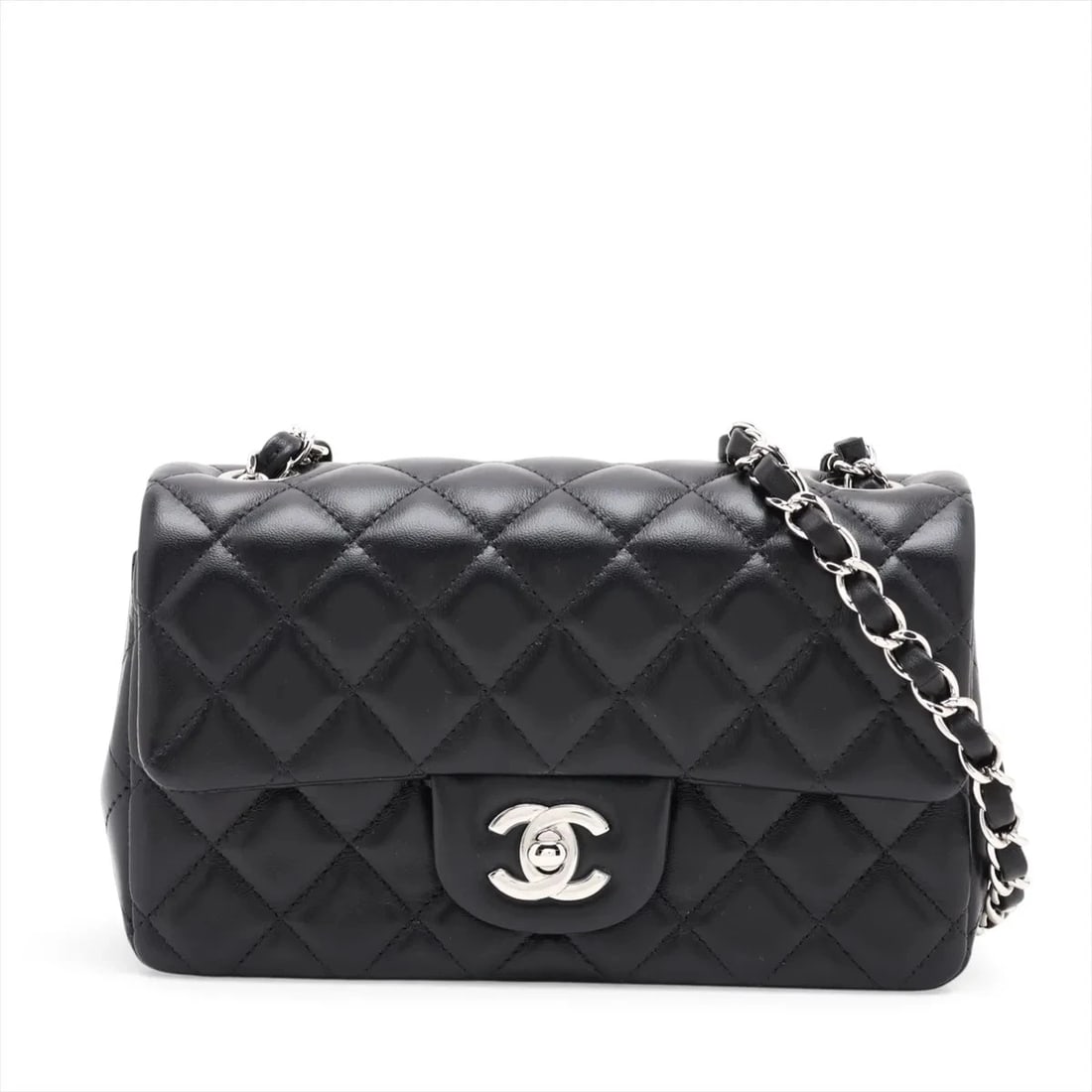 CHANEL MINI MATELASSE 20 LAMBSKIN SINGLE FLAP SINGLE CHAIN BAG: Chanel Mini Matelasse 20 Lambskin Single Flap Single Chain Bag Brand: Chanel Type/Style: Shoulder Bag Material: Lambskin Color: Black Size: Height:4.7inchLength:7.9inchDepth:2.6inch Accessories: N