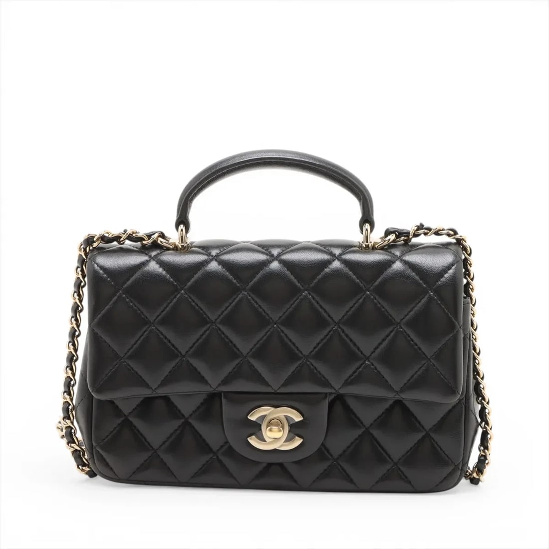 CHANEL MATELASSE LAMBSKIN 2 WAY SHOULDER BAG: Chanel Matelasse Lambskin 2 Way Shoulder Bag Brand: Chanel Type/Style: Shoulder Bag Material: Lambskin Color: Black Size: Height:5.1inchLength:7.7inchDepth:2.6inch Accessories: None Access