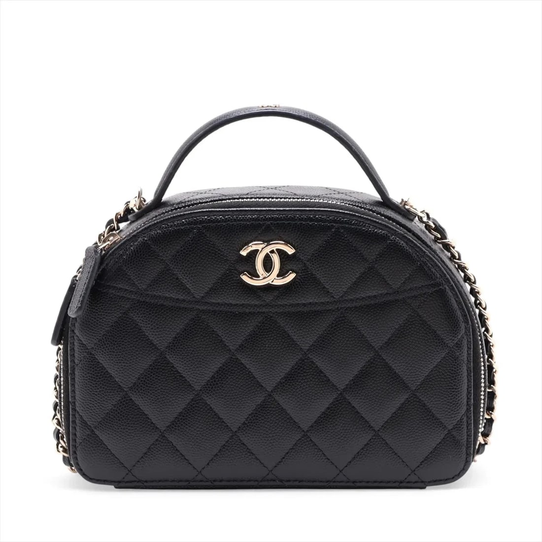 CHANEL MATELASSE CAVIAR SKIN 2 WAY SHOULDER BAG: Chanel Matelasse Caviar Skin 2 Way Shoulder Bag Brand: Chanel Type/Style: Shoulder Bag Material: Caviar Skin Color: Black Size: Height:5.1inchLength:7.3inchDepth:2.8inch Accessories: None