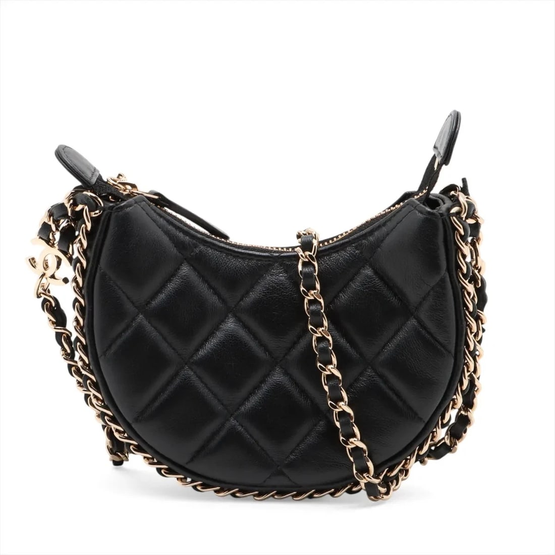 CHANEL MATELASSE LAMBSKIN CHAIN SHOULDER BAG: Chanel Matelasse Lambskin Chain Shoulder Bag Brand: Chanel Type/Style: Shoulder Bag Material: Lambskin Color: Black Size: Height:4.1inchLength:5.1inchDepth:2.0inch Accessories: None Access