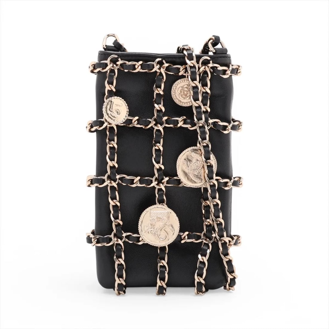 CHANEL COCO MARK LAMBSKIN CHAIN SHOULDER BAG: Chanel Coco Mark Lambskin Chain Shoulder Bag Brand: Chanel Type/Style: Shoulder Bag Material: Lambskin Color: Black Size: Height:6.7inchLength:3.7inchDepth:0.6inch Accessories: None Access