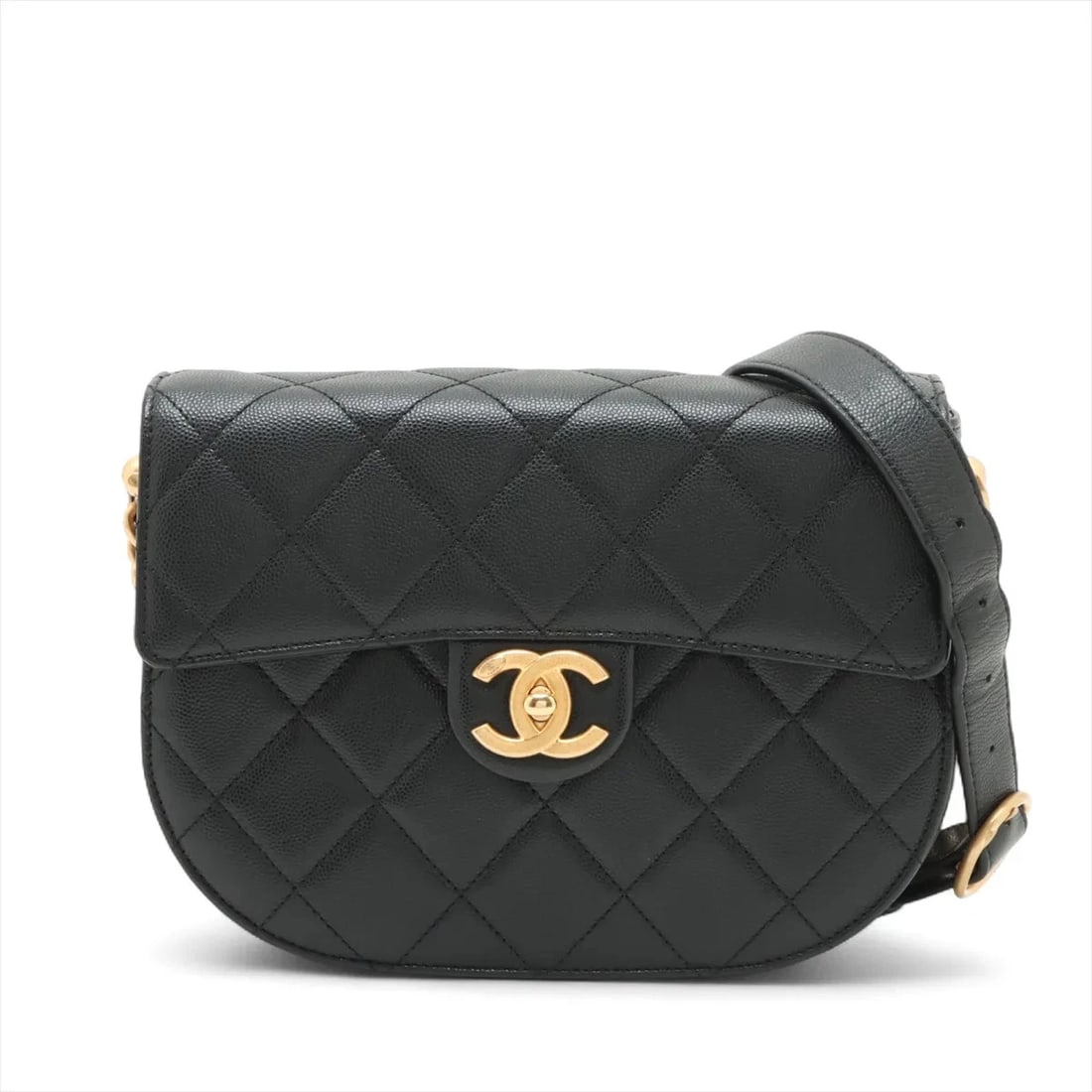 CHANEL MATELASSE CAVIAR SKIN CHAIN SHOULDER BAG: Chanel Matelasse Caviar Skin Chain Shoulder Bag Brand: Chanel Type/Style: Shoulder Bag Material: Caviar Skin Color: Black Size: Height:6.5inchLength:9.1inchDepth:3.0inch Accessories: None