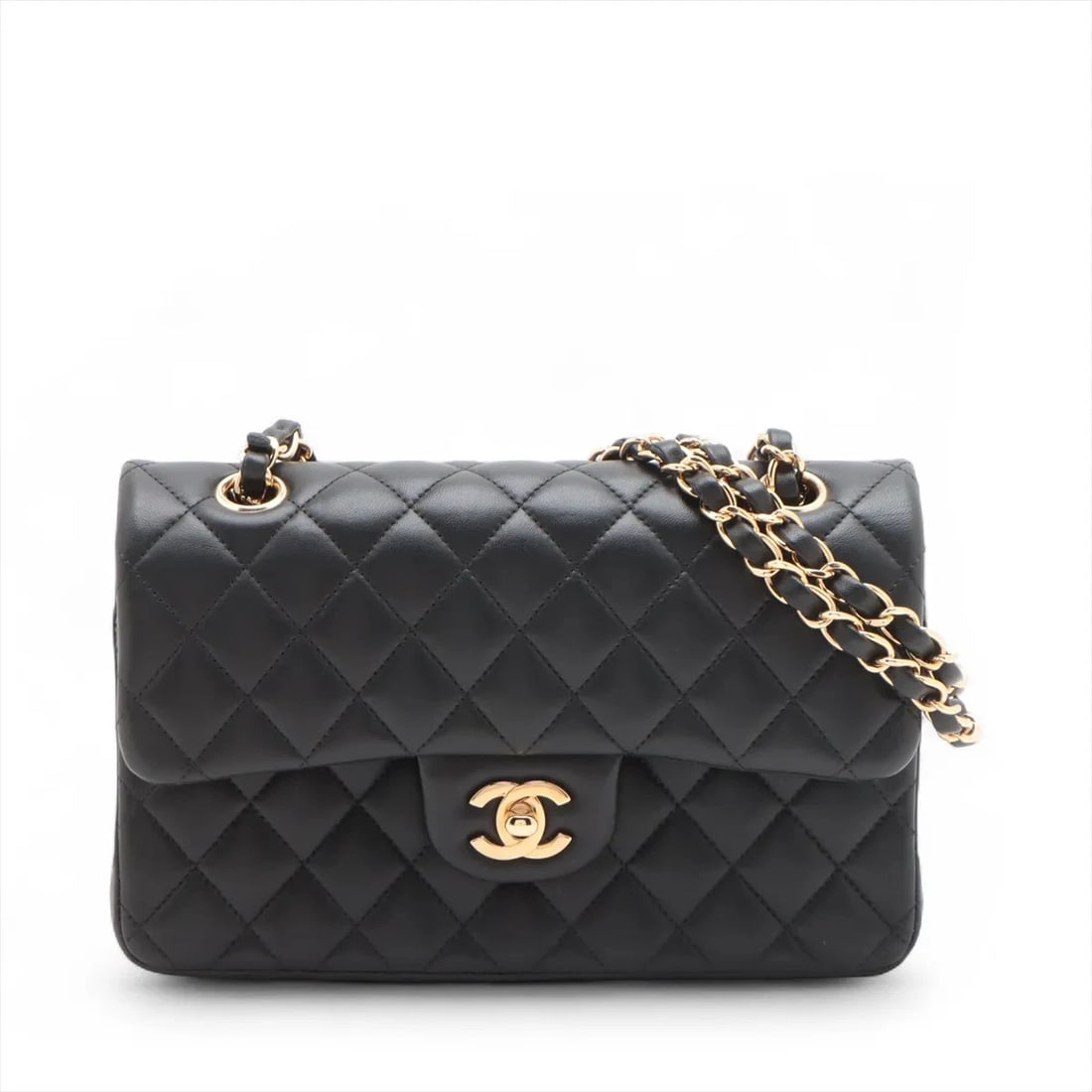 CHANEL MATELASSE 23 SMALL LAMBSKIN DOUBLE CHAIN BAG: Chanel Matelasse 23 Small Lambskin Double Chain Bag Brand: Chanel Type/Style: Shoulder Bag Material: Lambskin Color: Black Size: Height:5.7inchLength:8.9inchDepth:2.4inch Accessories: None