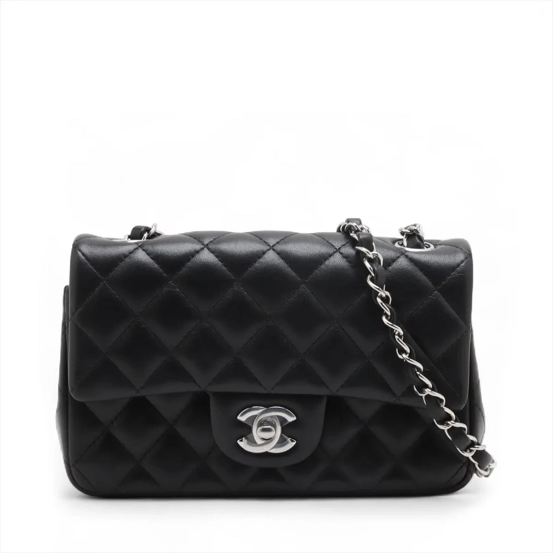 CHANEL MINI MATELASSE 20 LAMBSKIN SINGLE FLAP SINGLE CHAIN BAG: Chanel Mini Matelasse 20 Lambskin Single Flap Single Chain Bag Brand: Chanel Type/Style: Shoulder Bag Material: Lambskin Color: Black Size: Height:4.9inchLength:7.7inchDepth:2.4inch Accessories: N