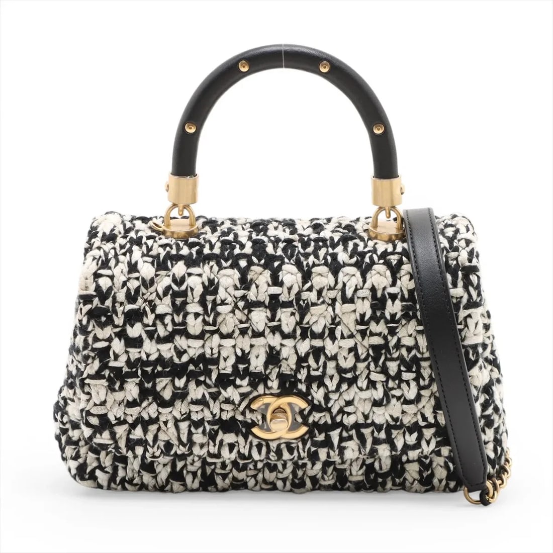 CHANEL COCO MARK FABRIC 2 WAY HANDBAG (1 of 4)