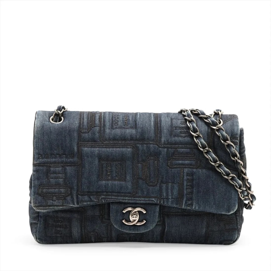 CHANEL COCO PERFUME DENIM SINGLE FLAP DOUBLE CHAIN BAG: Chanel Coco Perfume Denim Single Flap Double Chain Bag Brand: Chanel Type/Style: Shoulder Bag Material: Denim Color: Blue Size: Height:7.9inchLength:11.4inchDepth:3.1inch Accessories: None