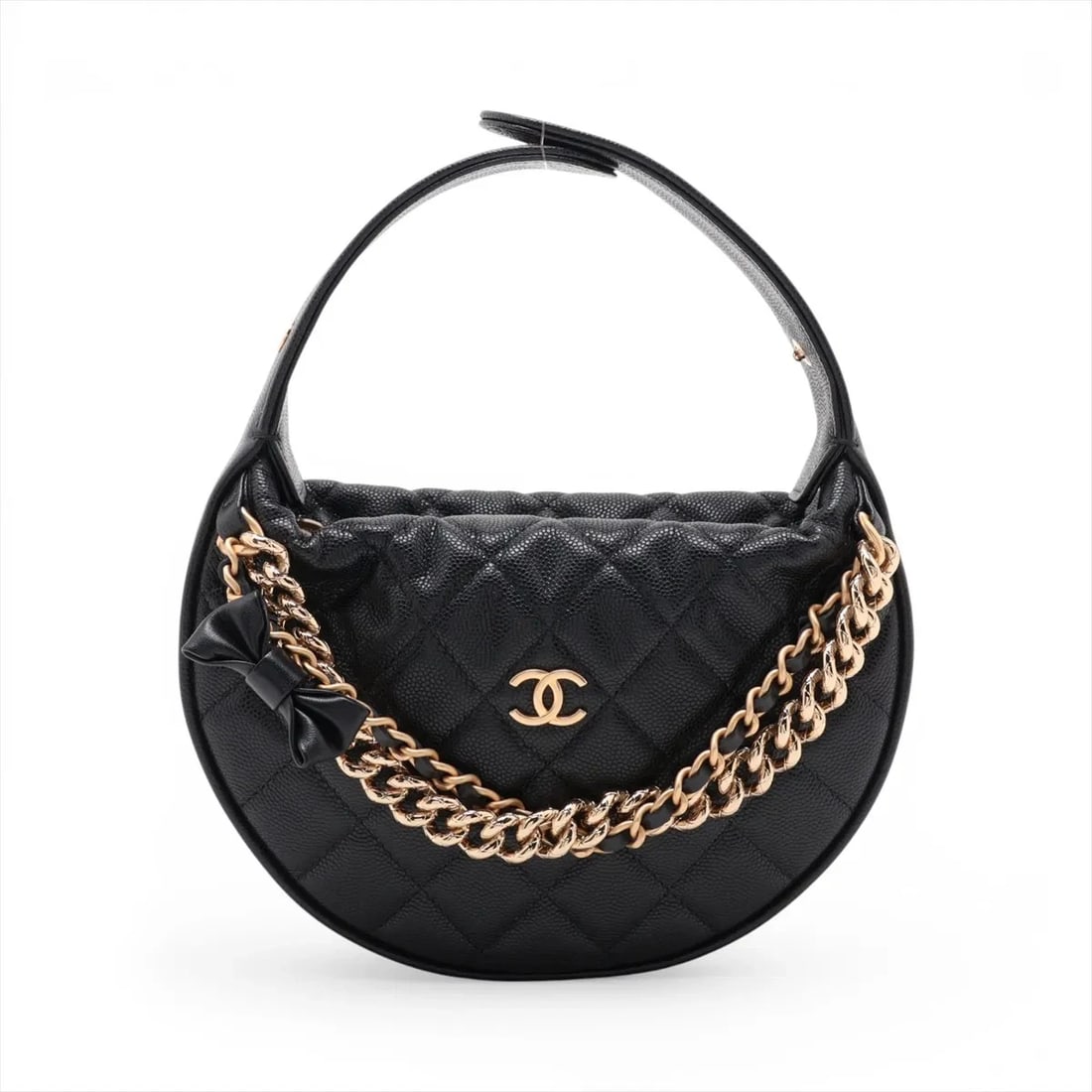 CHANEL MATELASSE CAVIAR SKIN HAND BAG: Chanel Matelasse Caviar Skin Hand bag Brand: Chanel Type/Style: Top Handle Bag Material: Caviar Skin Color: Black Size: Height:5.5inchLength:7.5inchDepth:2.2inch Accessories: None Accessor