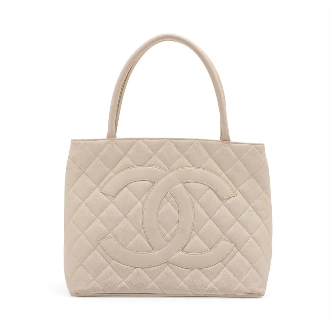 CHANEL RE-RELEASE CAVIAR SKIN TOTE BAG: Chanel Re-release Caviar Skin Tote bag Brand: Chanel Type/Style: Tote Material: Caviar Skin Color: Beige Size: Height:9.4inchLength:11.8inchDepth:5.9inch Accessories: None Accessories Noti