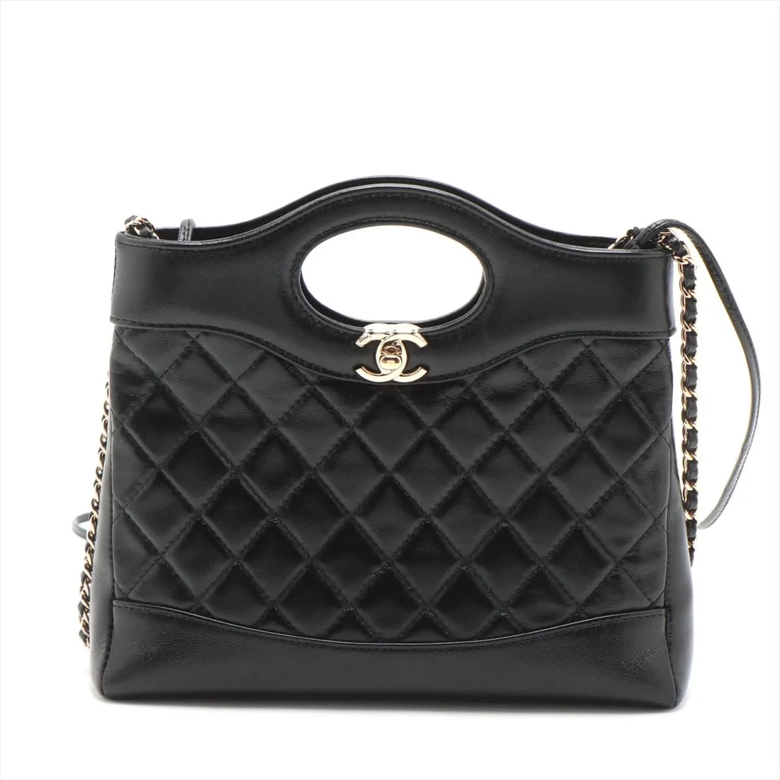 CHANEL 31 MINI SHINY LAMBSKIN 2 WAY SHOULDER BAG: Chanel 31 Mini shiny lambskin 2 Way Shoulder Bag Brand: Chanel Type/Style: Shoulder Bag Material: shiny lambskin Color: Black Size: Height:8.3inchLength:9.3inchDepth:2.0inch Accessories: None