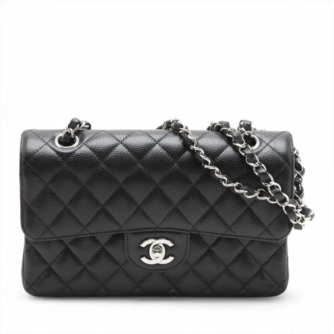 CHANEL MATELASSE 23 SMALL CAVIAR SKIN DOUBLE FLAP DOUBLE CHAIN BAG: Chanel Matelasse 23 Small Caviar Skin Double Flap Double Chain Bag Brand: Chanel Type/Style: Shoulder Bag Material: Caviar Skin Color: Black Size: Height:5.7inchLength:9.1inchDepth:2.4inch Accesso