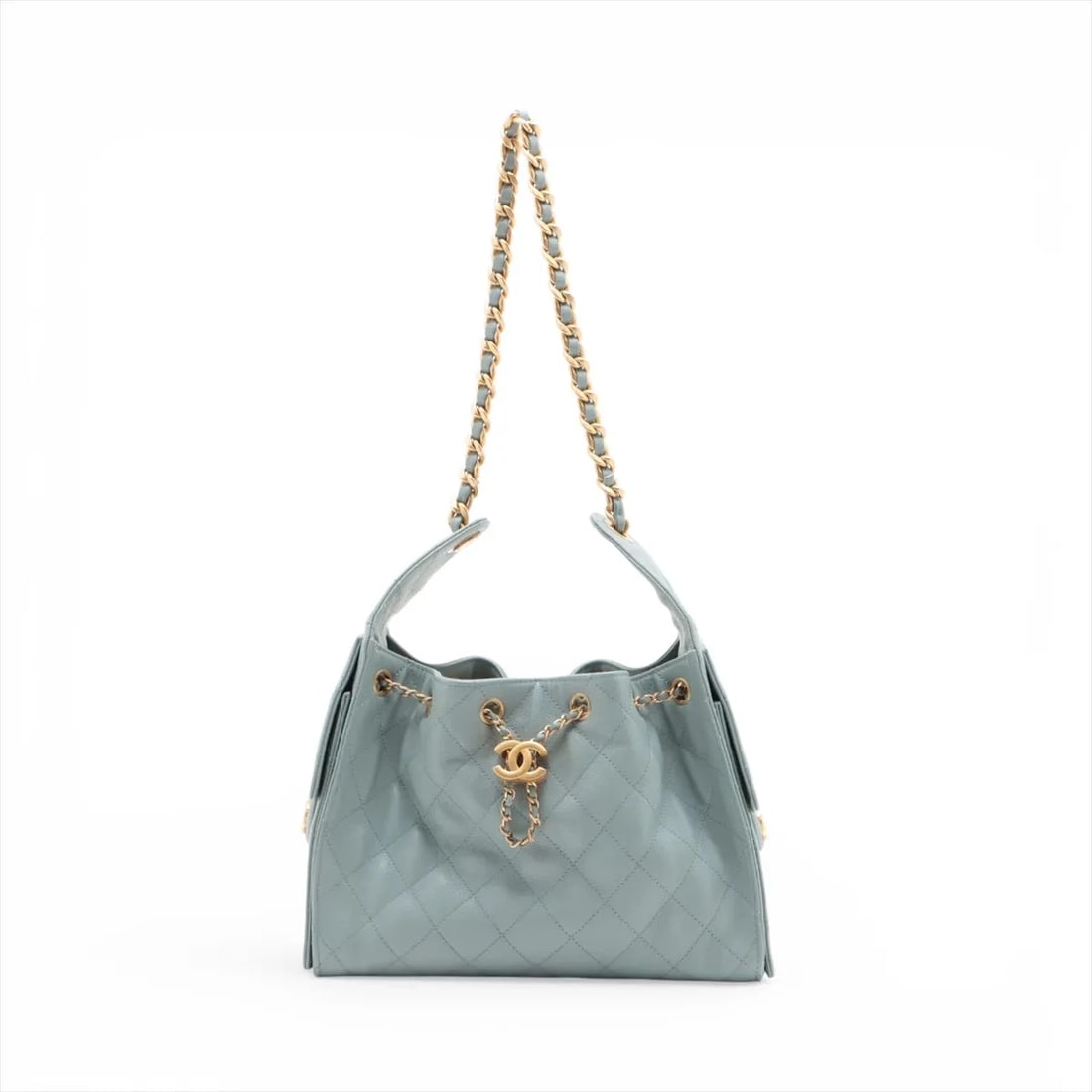 CHANEL 25 SMALL CAVIAR SKIN CHAIN SHOULDER BAG: Chanel 25 Small Caviar Skin Chain Shoulder Bag Brand: Chanel Type/Style: Shoulder Bag Material: Caviar Skin Color: Blue Size: Height:11.6inchLength:10.2inchDepth:4.9inch Accessories: None