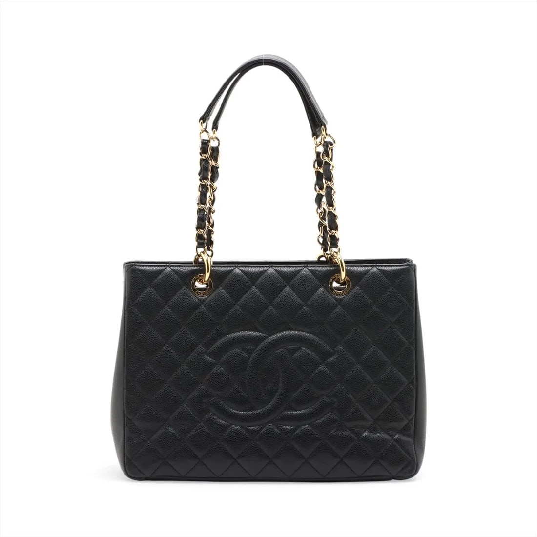 CHANEL CAVIAR SKIN CHAIN TOTE BAG: Chanel Caviar Skin Chain Tote Bag Brand: Chanel Type/Style: Tote Material: Caviar Skin Color: Black Size: Height:9.6inchLength:12.8inchDepth:4.7inch Accessories: None Accessories Notice: W