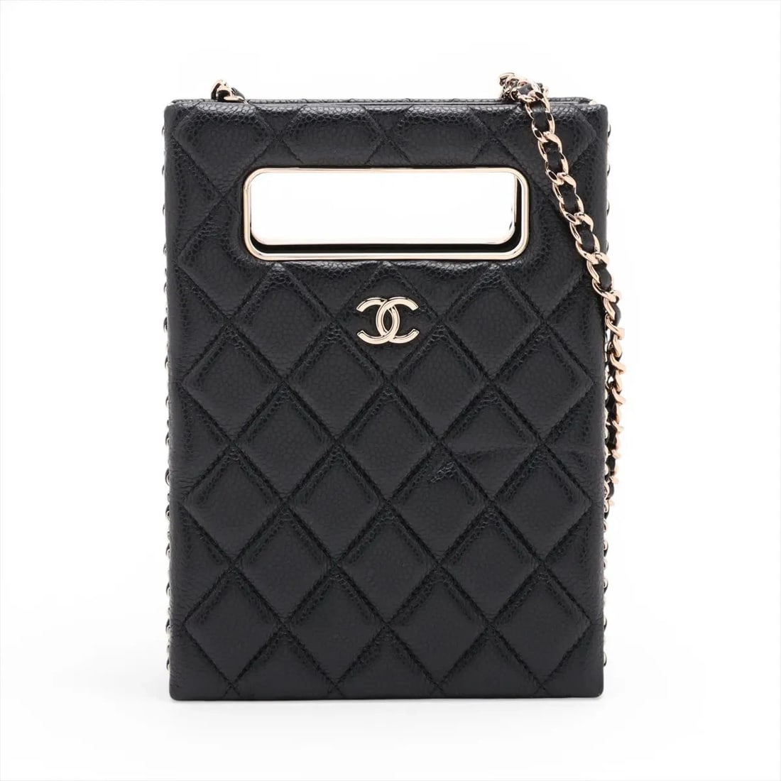 CHANEL MATELASSE CAVIAR SKIN 2 WAY SHOULDER BAG: Chanel Matelasse Caviar Skin 2 Way Shoulder Bag Brand: Chanel Type/Style: Shoulder Bag Material: Caviar Skin Color: Black Size: Height:7.5inchLength:5.5inchDepth:2.2inch Accessories: None