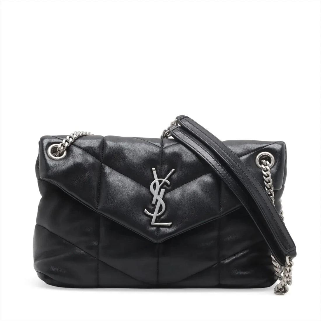SAINT LAURENT PARIS LULU PUFFER LEATHER CHAIN SHOULDER BAG: Saint Laurent Paris Lulu Puffer Leather Chain Shoulder Bag Brand: Saint Laurent Paris Type/Style: Shoulder Bag Material: Leather Color: Black Size: Height:7.1inchLength:10.6inchDepth:4.1inch Acces