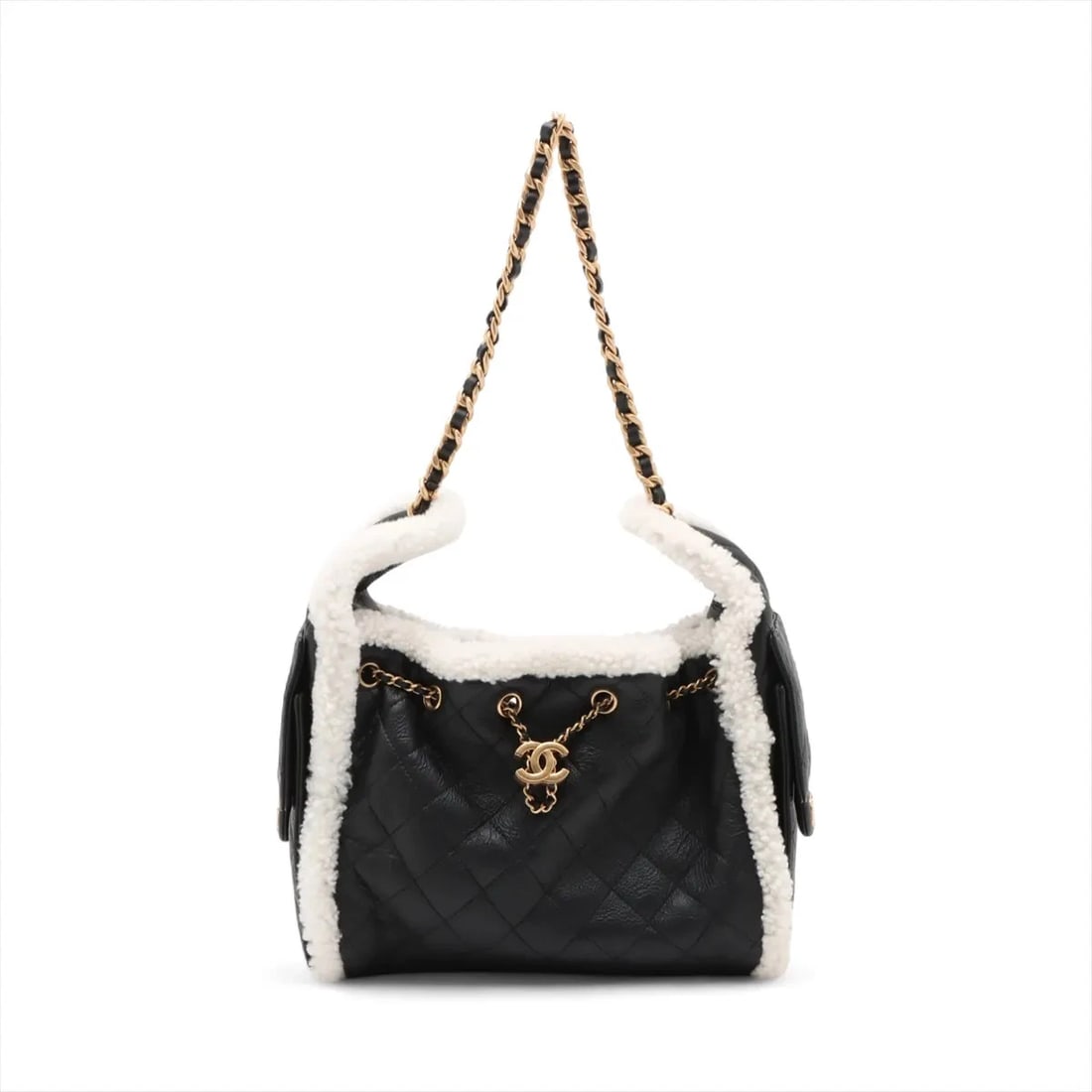 CHANEL 25 SMALL LEATHER X SHEARLING CHAIN SHOULDER BAG (1 of 4)