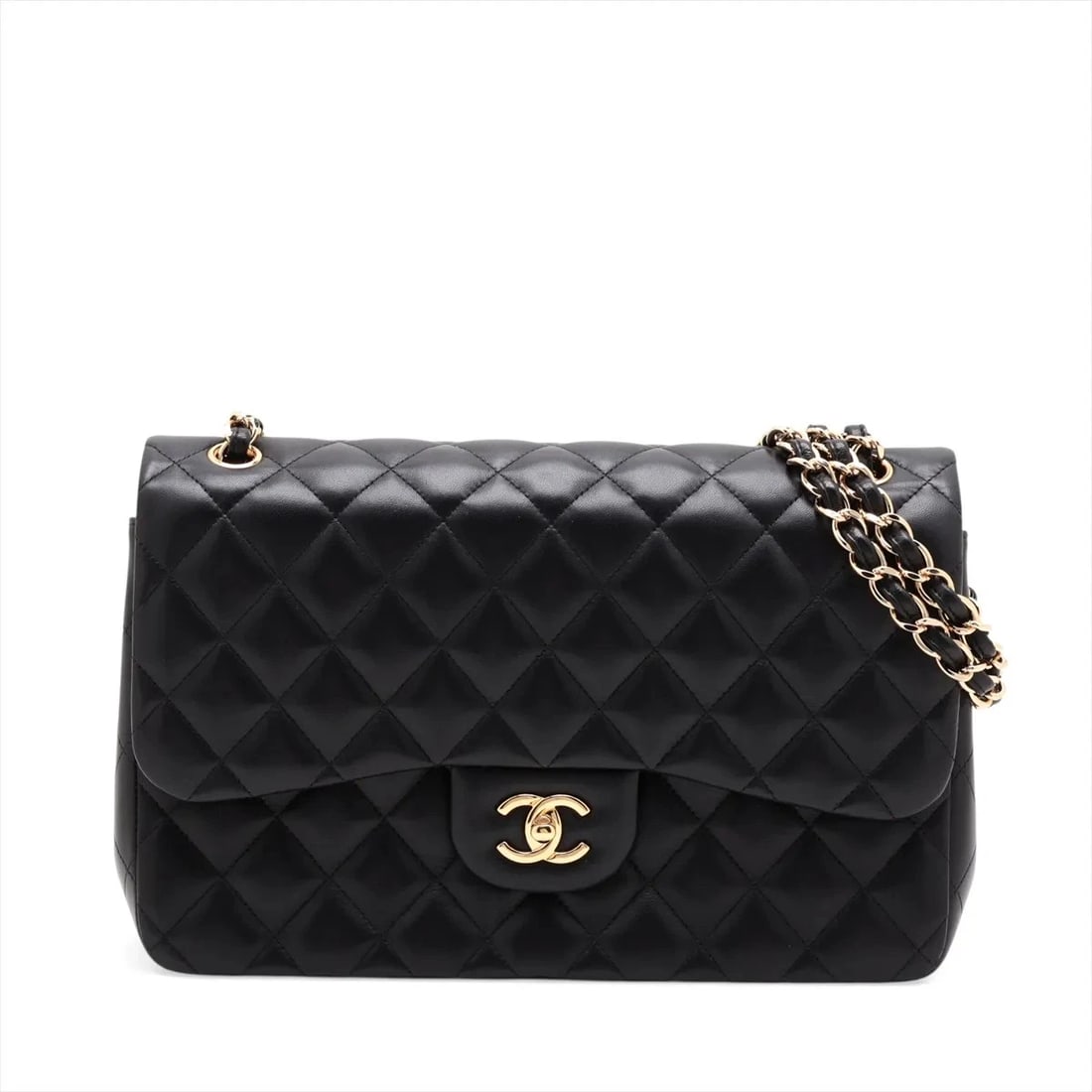 CHANEL DEKAMATRASSE 30 LARGE LAMBSKIN DOUBLE CHAIN BAG: Chanel DEKAMATRASSE 30 Large Lambskin Double Chain Bag Brand: Chanel Type/Style: Shoulder Bag Material: Lambskin Color: Black Size: Height:7.9inchLength:11.6inchDepth:3.7inch Accessories: None