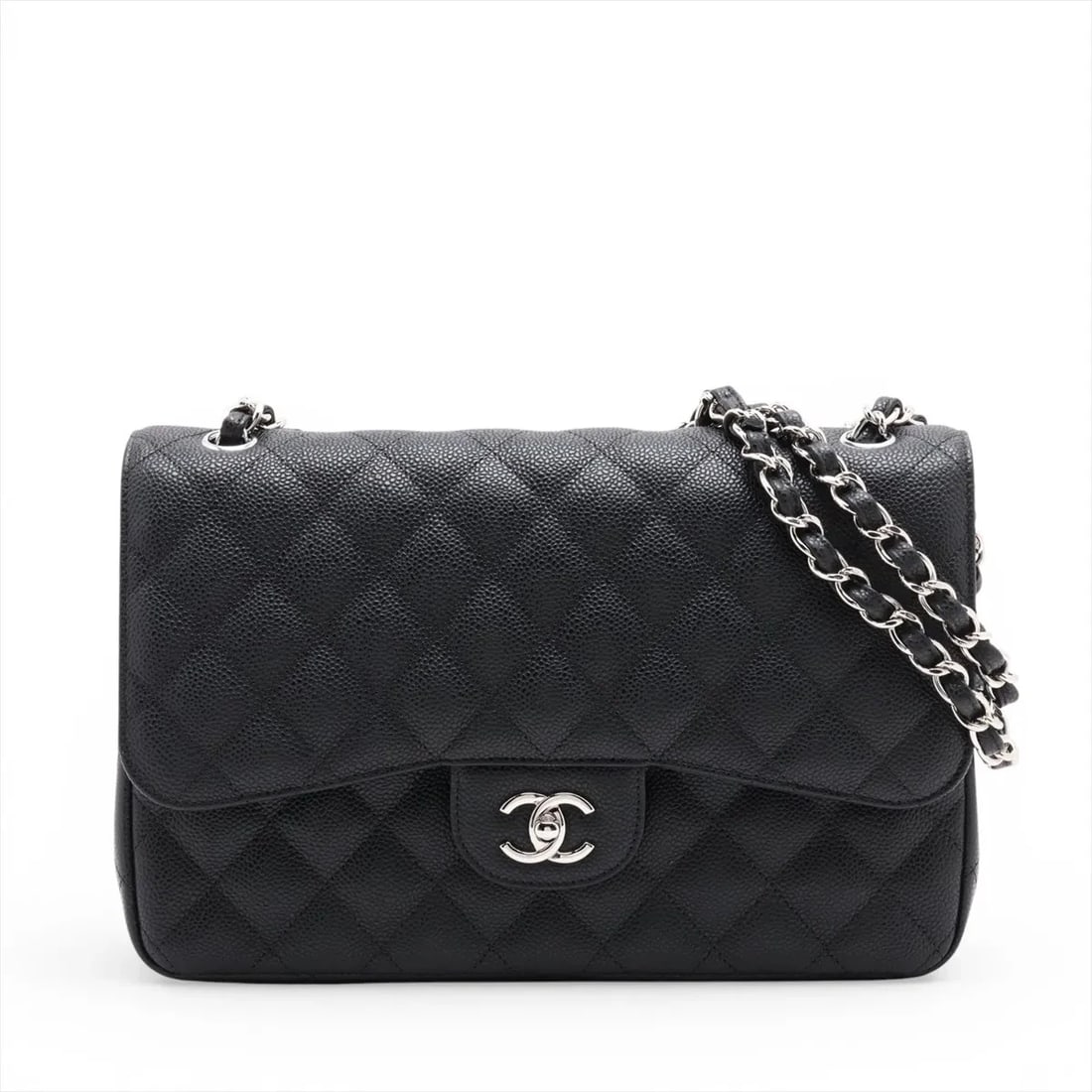 CHANEL DEKAMATRASSE 30 LARGE CAVIAR DOUBLE CHAIN BAG: Chanel DEKAMATRASSE 30 Large Caviar Double Chain Bag Brand: Chanel Type/Style: Shoulder Bag Material: Caviar Skin Color: Black Size: Height:7.9inchLength:11.6inchDepth:3.5inch Accessories: None