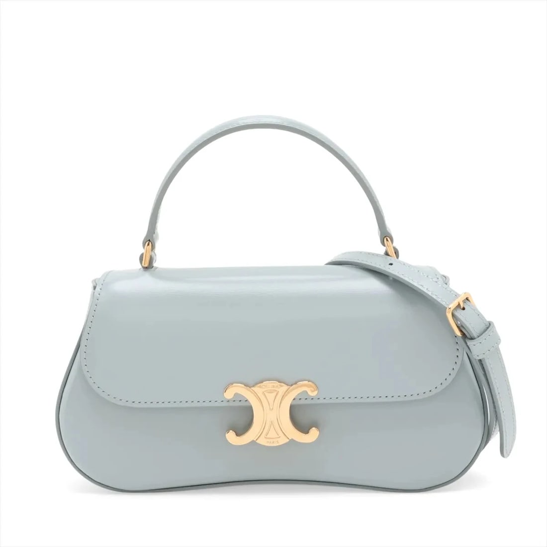 CELINE TRIOMPHE TEEN LOLA LEATHER 2 WAY HANDBAG BLUE: Celine Triomphe teen Lola Leather 2 Way Handbag Blue Brand: Celine Type/Style: Top Handle Bag Material: Leather Color: Blue Size: Height:4.7inchLength:8.5inchDepth:2.0inch Accessories: None