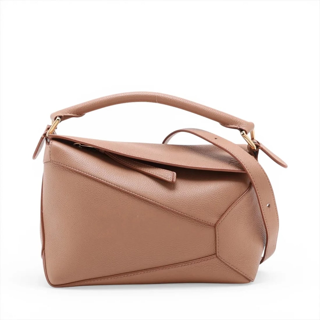 LOEWE PUZZLE BAG SMALL LEATHER 2 WAY HANDBAG BROWN: Loewe Puzzle Bag Small Leather 2 Way Handbag Brown Brand: Loewe Type/Style: Top Handle Bag Material: Leather Color: Brown Size: Height:6.3inchLength:9.4inchDepth:4.3inch Accessories: None