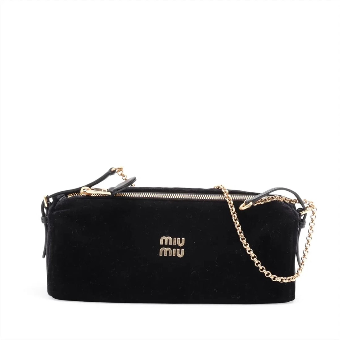MIU MIU VELVET SHOULDER BAG BLACK (1 of 4)