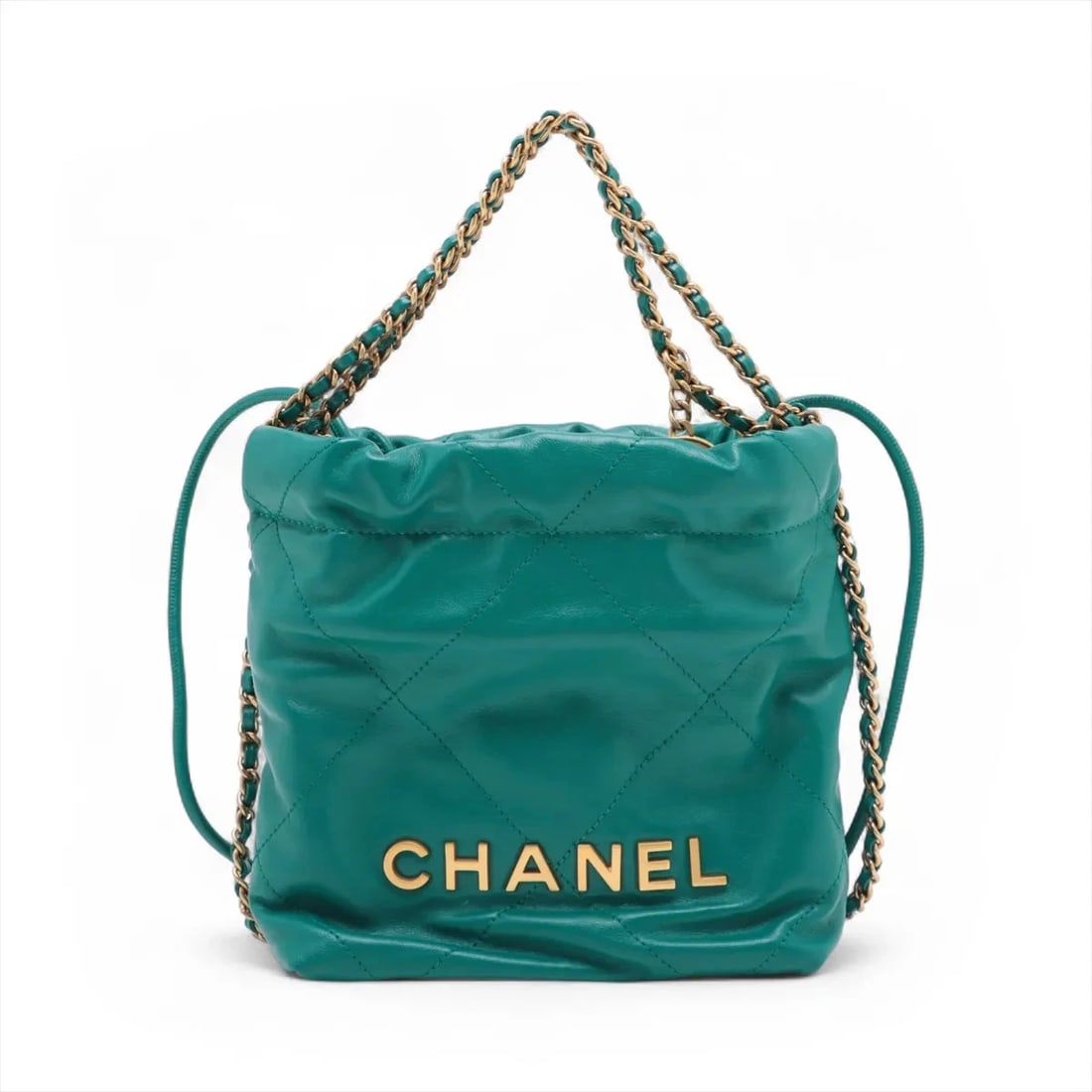 CHANEL 22 MINI SHINY CALFSKIN CHAIN SHOULDER BAG: Chanel 22 Mini shiny calfskin Chain Shoulder Bag Brand: Chanel Type/Style: Shoulder Bag Material: shiny calfskin Color: Green Size: Height:7.3inchLength:6.7inchDepth:2.4inch Accessories: None