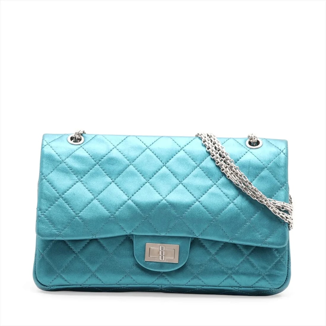 CHANEL MATELASSE LARGE LEATHER DOUBLE FLAP DOUBLE CHAIN BAG: Chanel Matelasse Large Leather Double Flap Double Chain Bag Brand: Chanel Type/Style: Shoulder Bag Material: Leather Color: Blue Size: Height:7.5inchLength:12.2inchDepth:3.5inch Accessories: None