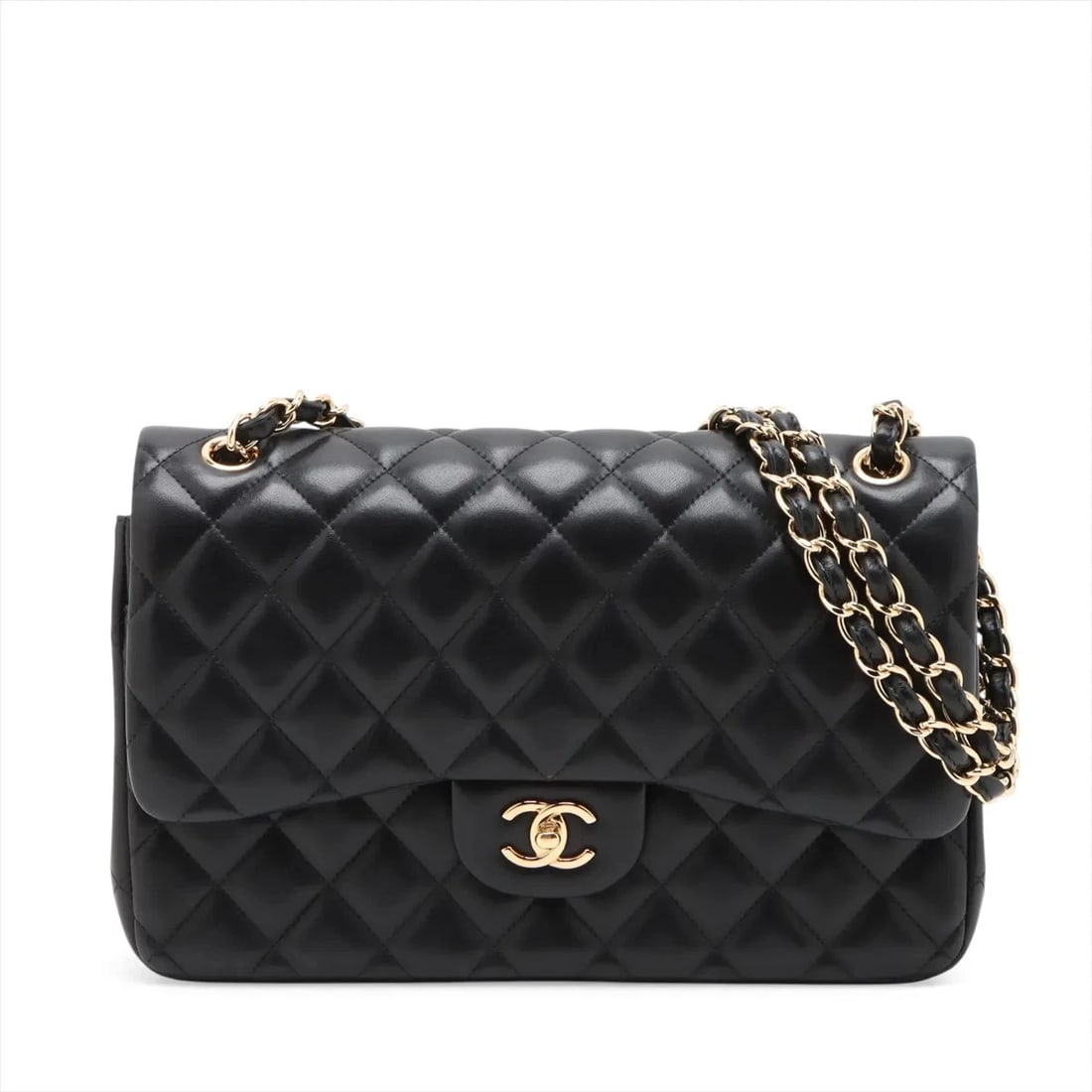 CHANEL DEKAMATRASSE 30 LARGE LAMBSKIN DOUBLE CHAIN BAG: Chanel DEKAMATRASSE 30 Large Lambskin Double Chain Bag Brand: Chanel Type/Style: Shoulder Bag Material: Lambskin Color: Black Size: Height:7.5inchLength:11.8inchDepth:3.3inch Accessories: None