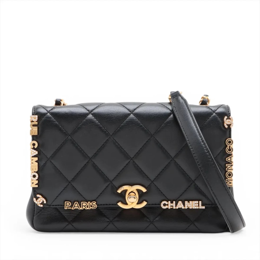 CHANEL MINI MATELASSE LAMBSKIN SINGLE CHAIN BAG: Chanel Mini Matelasse Lambskin Single Chain Bag Brand: Chanel Type/Style: Shoulder Bag Material: Lambskin Color: Black Size: Height:5.1inchLength:7.5inchDepth:2.4inch Accessories: None Acc