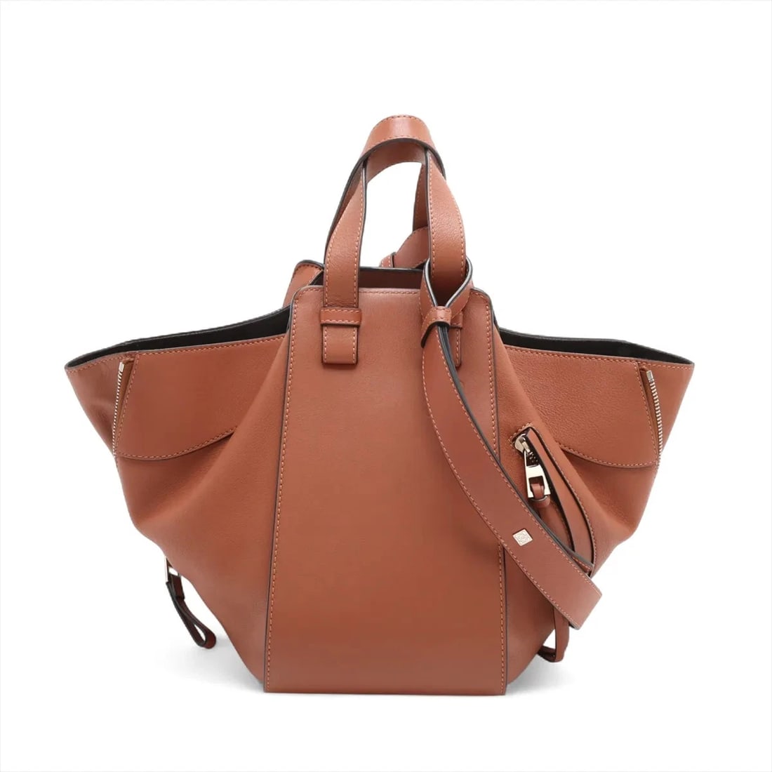 LOEWE HAMMOCK SMALL LEATHER 2 WAY HANDBAG BROWN: Loewe Hammock Small Leather 2 Way Handbag Brown Brand: Loewe Type/Style: Top Handle Bag Material: Leather Color: Brown Size: Height:9.4inchLength:5.5inchDepth:11.2inch Accessories: None Ac
