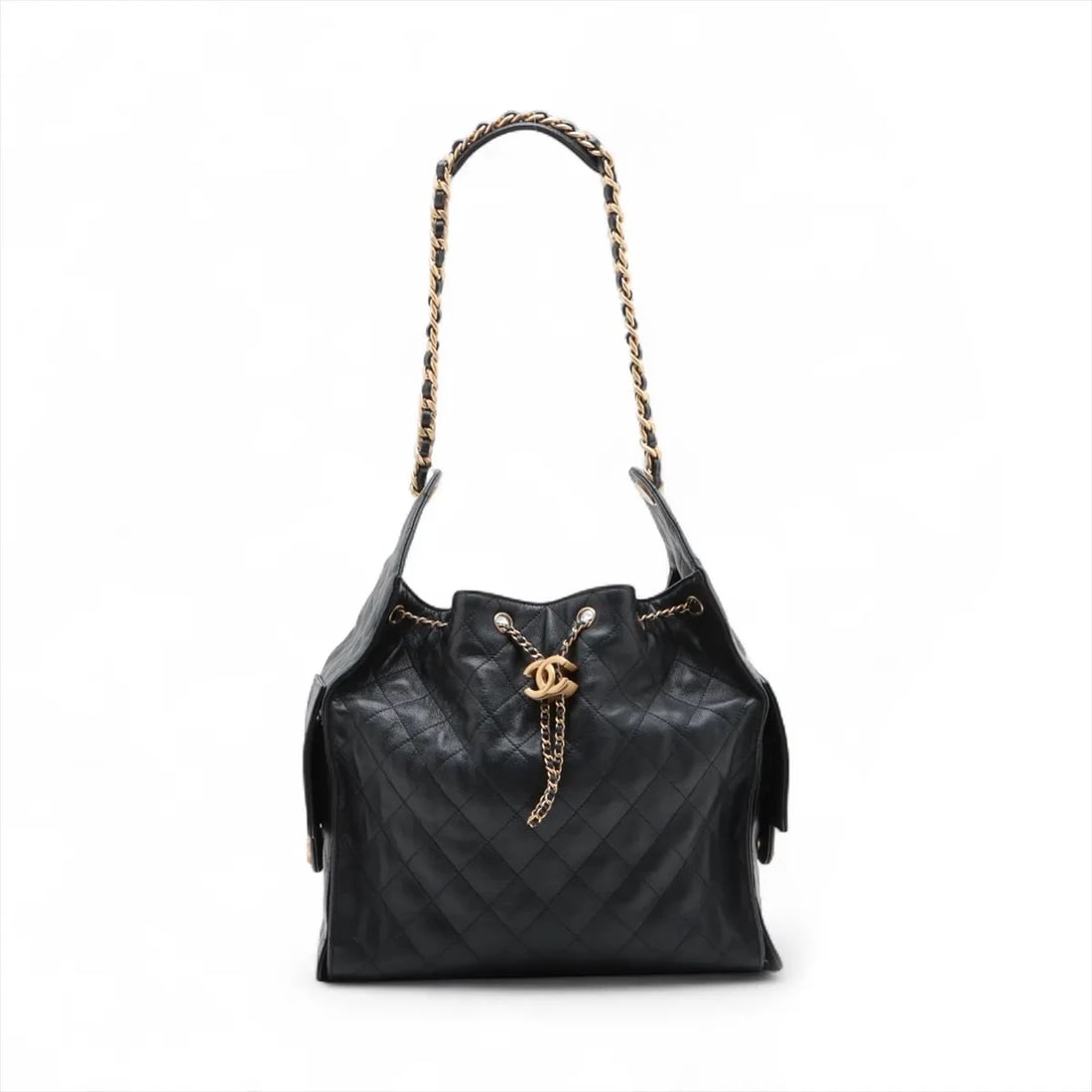 CHANEL 25 MEDIUM CAVIAR SKIN CHAIN SHOULDER BAG: Chanel 25 Medium Caviar Skin Chain Shoulder Bag Brand: Chanel Type/Style: Shoulder Bag Material: Caviar Skin Color: Black Size: Height:11.4inchLength:11.4inchDepth:5.7inch Accessories: None