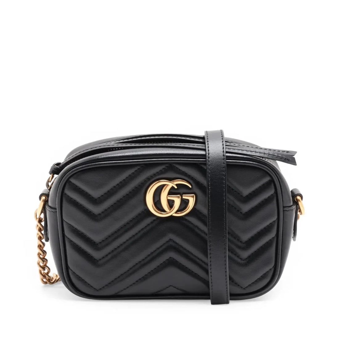 GUCCI GG MARMONT LEATHER CHAIN SHOULDER BAG: Gucci GG Marmont Leather Chain Shoulder Bag Brand: Gucci Type/Style: Shoulder Bag Material: Leather Color: Black Size: Height:4.9inchLength:6.9inchDepth:2.2inch Accessories: None Accessori
