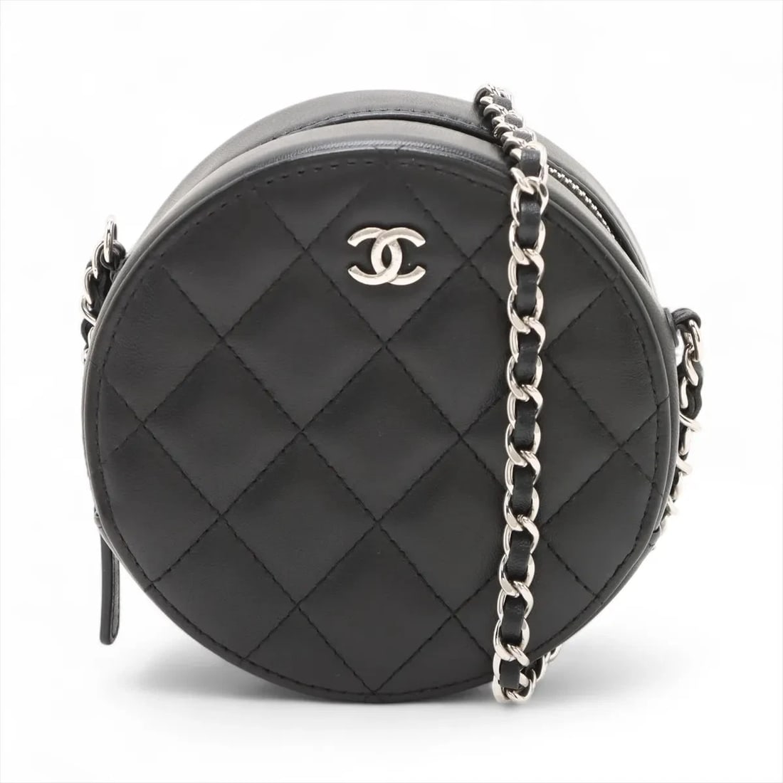 CHANEL MATELASSE LAMBSKIN CHAIN SHOULDER BAG: Chanel Matelasse Lambskin Chain Shoulder Bag Brand: Chanel Type/Style: Shoulder Bag Material: Lambskin Color: Black Size: Height:4.7inchLength:4.7inchDepth:2.4inch Accessories: None Access