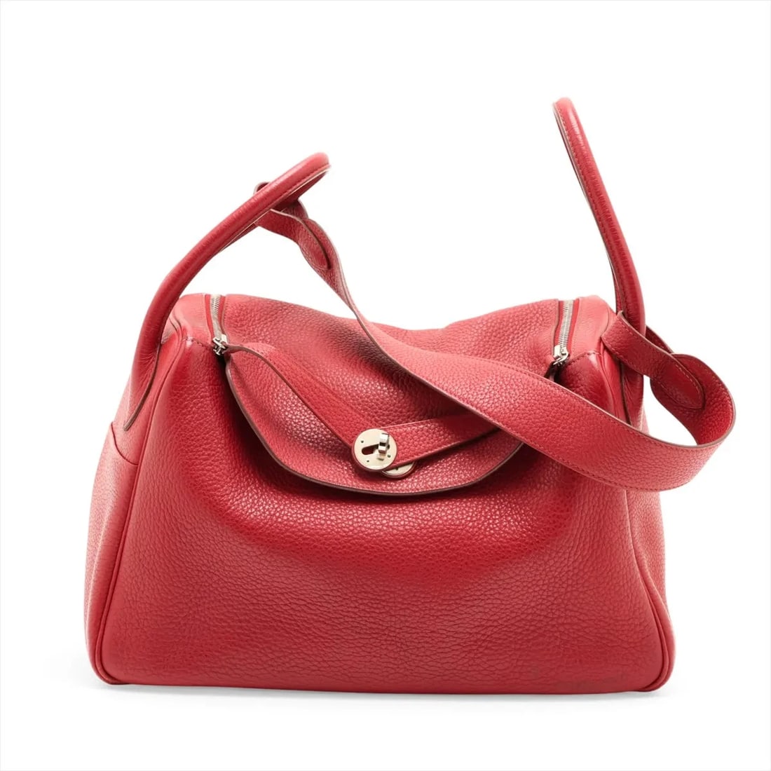 HERMES LINDY 34 TAURILLON CLEMENCE ROUGE GARANCE SILVER METAL (1 of 4)