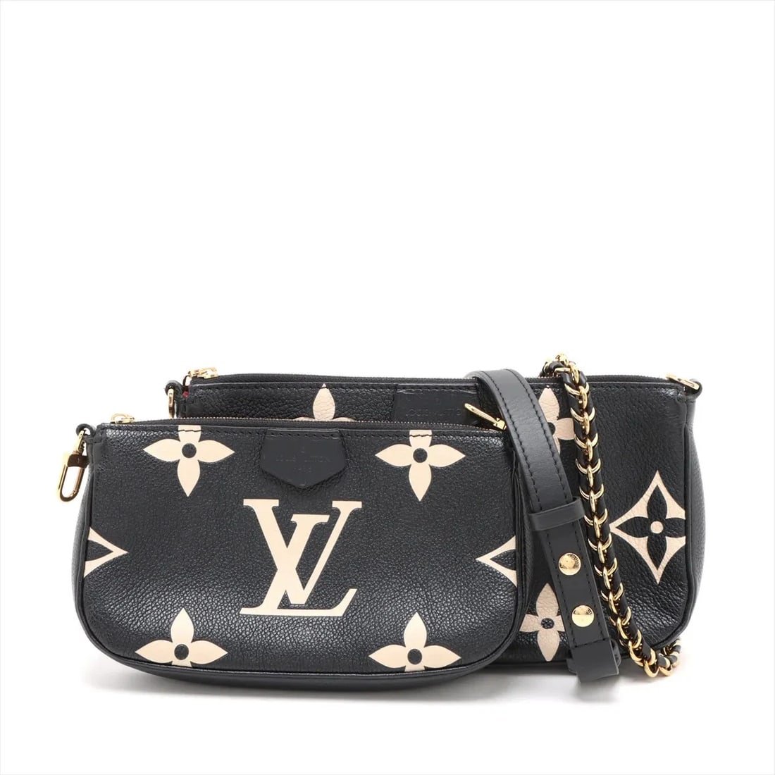 LOUIS VUITTON MONOGRAM EMPREINTE MULTI BLACK X BEIGE: Louis Vuitton Monogram Empreinte Multi Black x Beige Brand: Louis Vuitton Type/Style: Shoulder Bag Material: None Color: Black x Beige Size: Height:5.3inchLength:9.4inchDepth:1.6inch Accessories:
